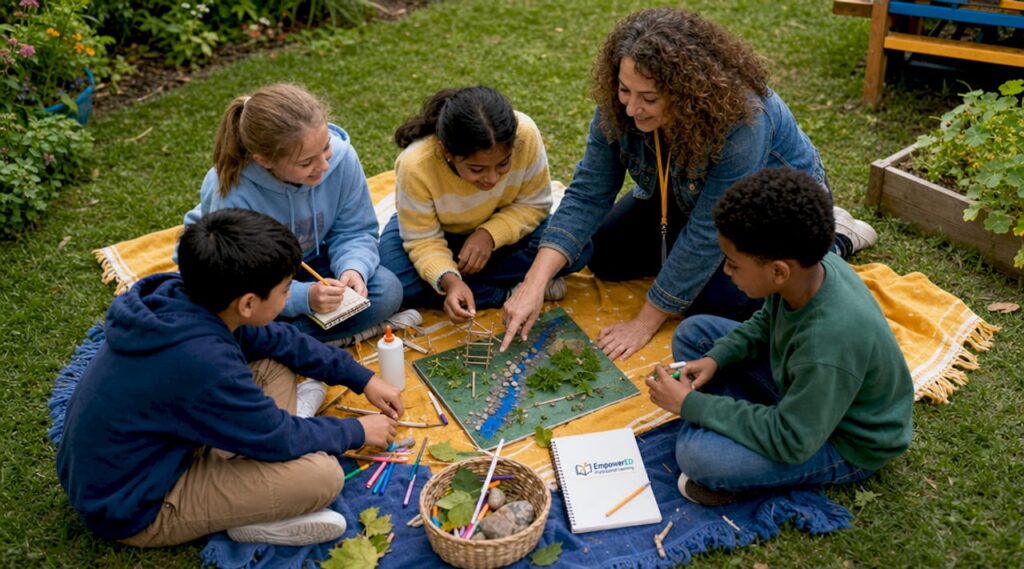 Teacher engaging students in classroom discussion