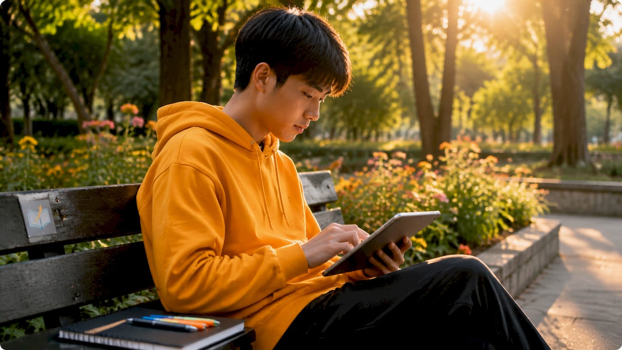 Student using tablet for classroom engagement
